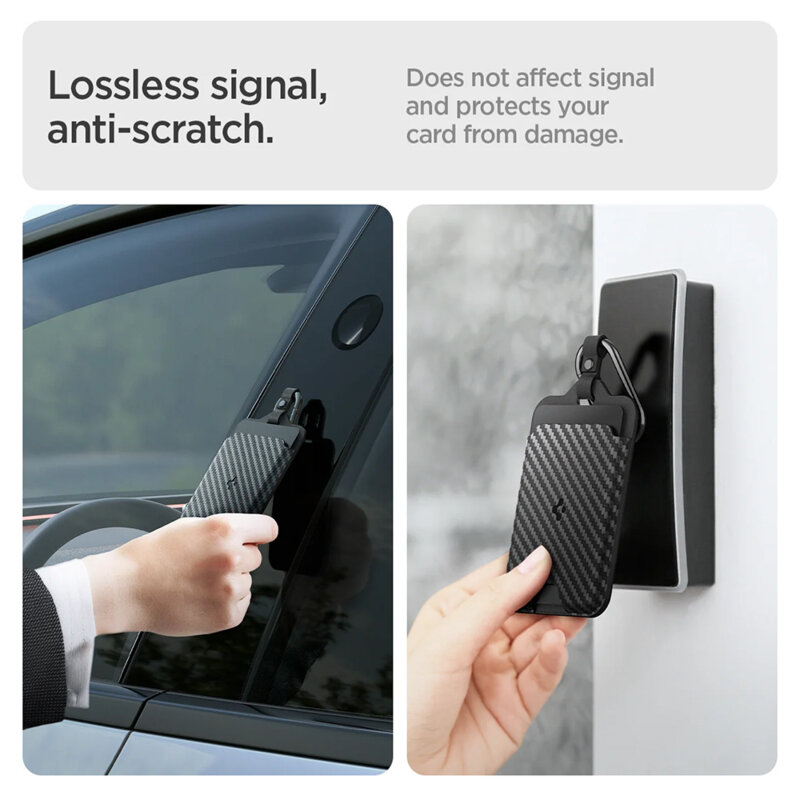 [Pachet 2x] Suport card-cheie Tesla, husa universala Spigen, negru