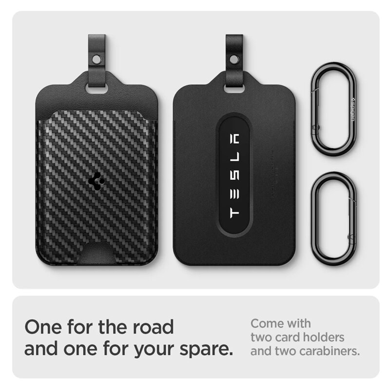 [Pachet 2x] Suport card-cheie Tesla, husa universala Spigen, negru