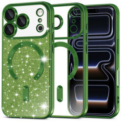 Husa premium iPhone 17 Pro Techsuit Luxury Glitter MagSafe, verde