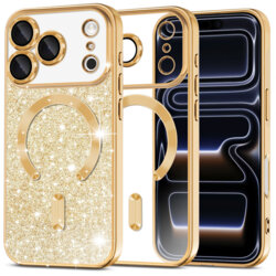 Husa premium iPhone 17 Pro Techsuit Luxury Glitter MagSafe, auriu