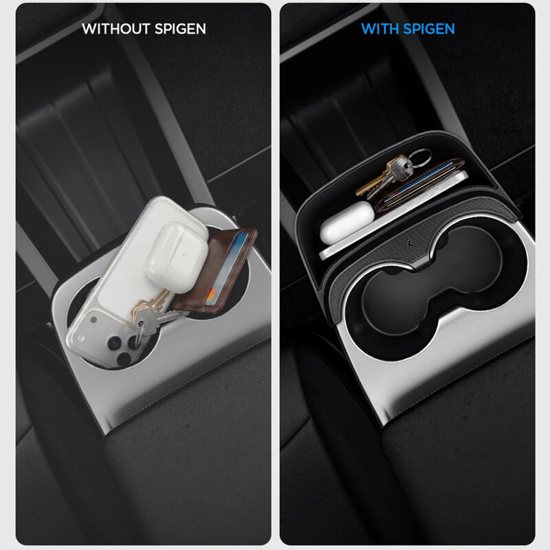 Extensie pentru consola centrala Tesla Model Y, Spigen, negru