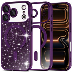 Husa premium iPhone 17 Pro Max Techsuit Luxury Glitter MagSafe, mov