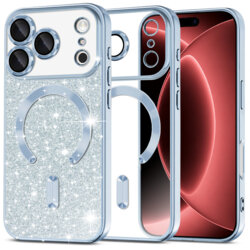 Husa premium iPhone 18 Pro Max Techsuit Luxury Glitter MagSafe, bleu