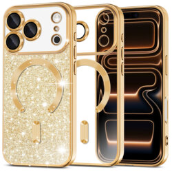 Husa premium iPhone 17 Pro Max Techsuit Luxury Glitter MagSafe, auriu