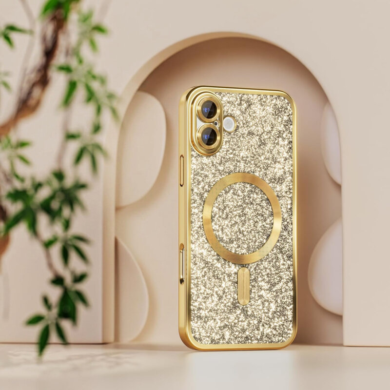 Husa premium iPhone 17 Pro Max Techsuit Luxury Glitter MagSafe, argintiu