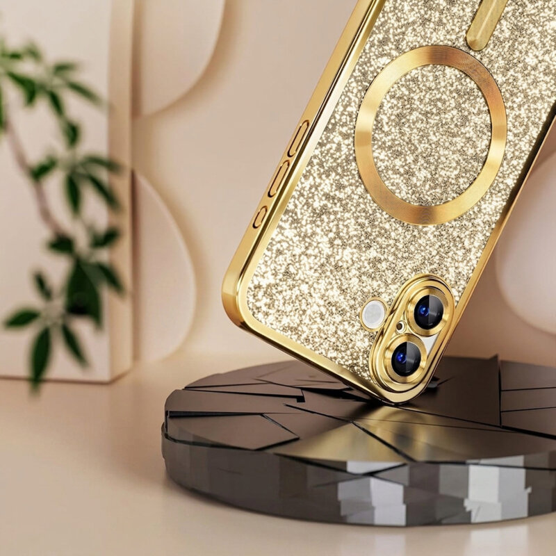 Husa premium iPhone 17 Pro Max Techsuit Luxury Glitter MagSafe, argintiu