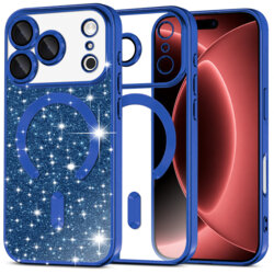 Husa premium iPhone 18 Pro Max Techsuit Luxury Glitter MagSafe, albastru