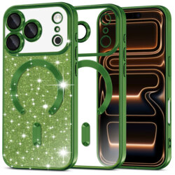 Husa premium iPhone 17 Pro Max Techsuit Luxury Glitter MagSafe, verde