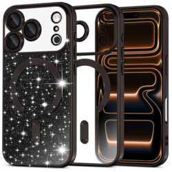 Husa premium iPhone 17 Pro Max Techsuit Luxury Glitter MagSafe, negru