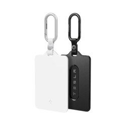 [Pachet 2x] Husa card-cheie Tesla + folie protectie Spigen, alb/negru