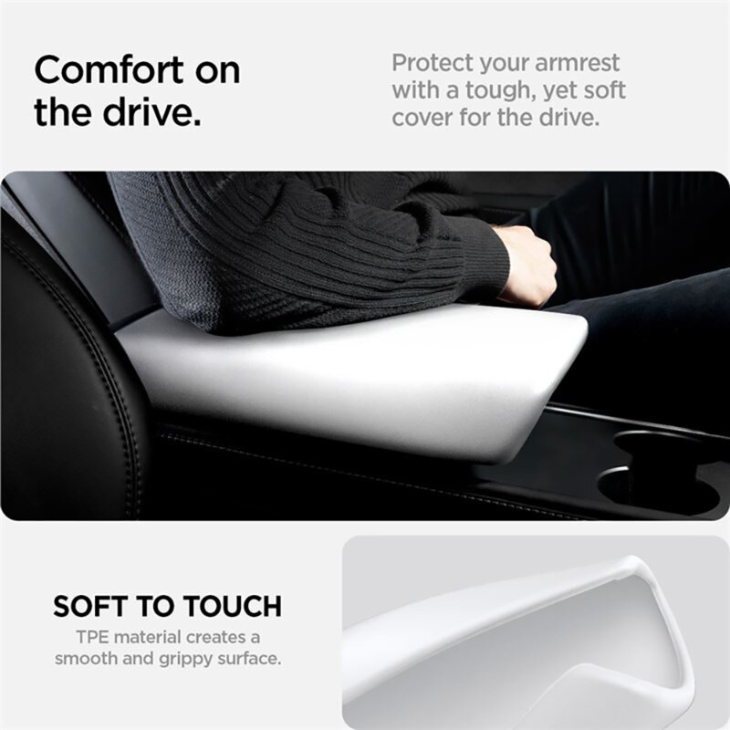 Husa pentru cotiera Tesla Model 3/Model Y, Spigen, alb