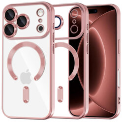 Husa premium iPhone 17 Pro Max Techsuit Luxury Crystal MagSafe, roz