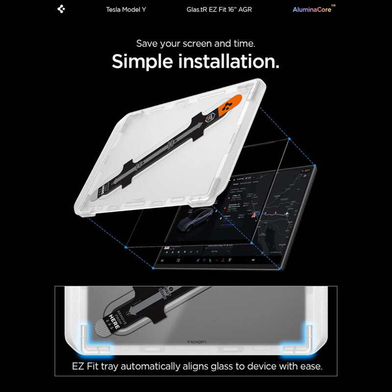 Folie mata pentru ecranul de 16'' Tesla Model Y (2026), Spigen, negru
