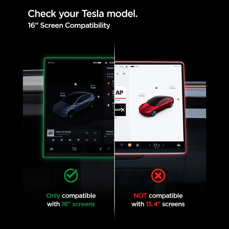 Folie mata pentru ecranul de 16'' Tesla Model Y (2026), Spigen, negru