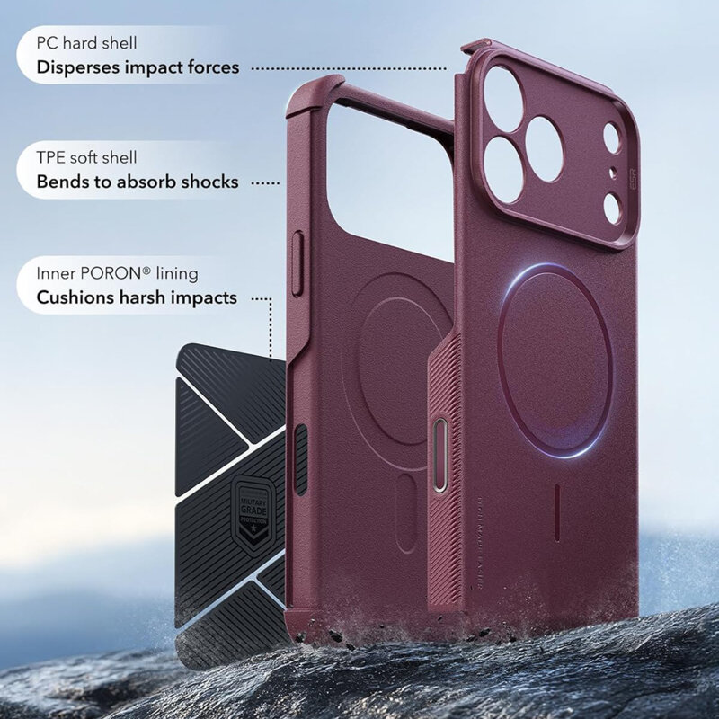 Husa iPhone 18 Pro ESR Cyber Halolock, bordo
