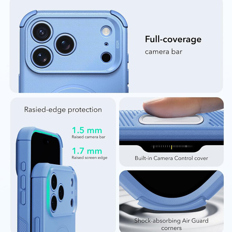 Husa iPhone 18 Pro Max ESR Cyber Halolock, bleu