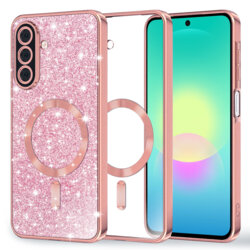 Husa premium Samsung Galaxy A27 5G Techsuit Luxury Glitter MagSafe, roz auriu