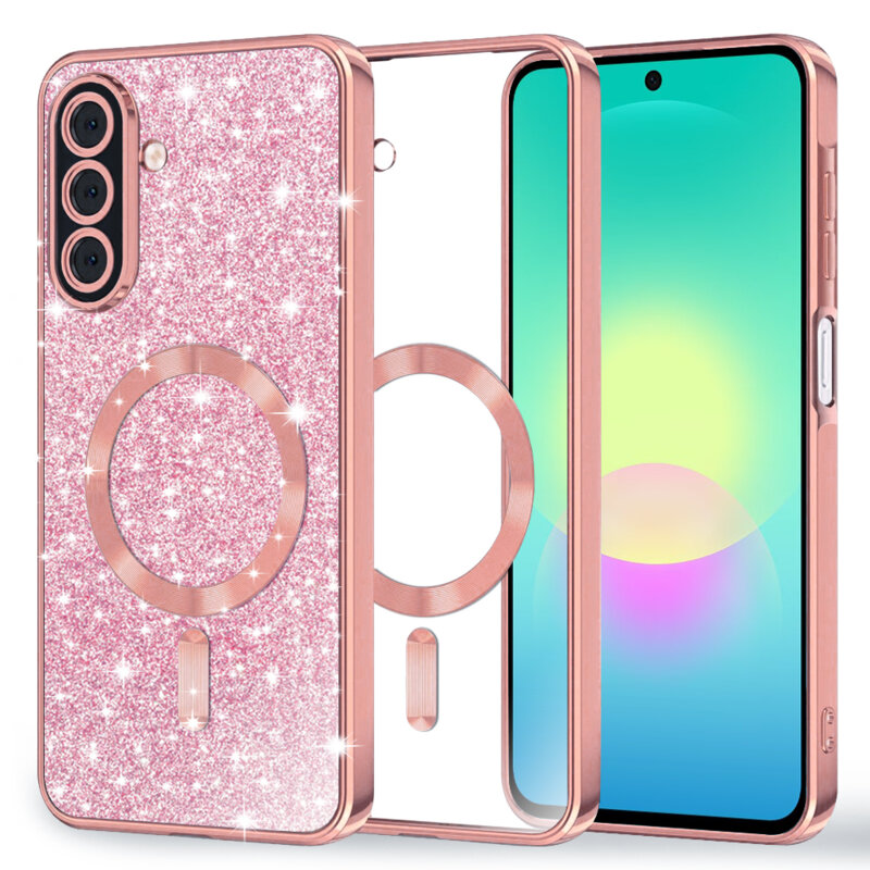Husa premium Samsung Galaxy A27 5G Techsuit Luxury Glitter MagSafe, roz auriu