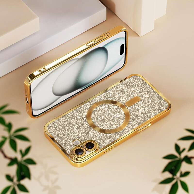 Husa premium Samsung Galaxy A27 5G Techsuit Luxury Glitter MagSafe, roz auriu