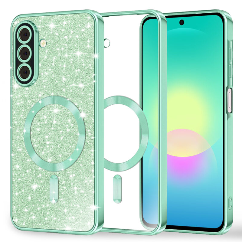 Husa premium Samsung Galaxy A27 5G Techsuit Luxury Glitter MagSafe, verde deschis