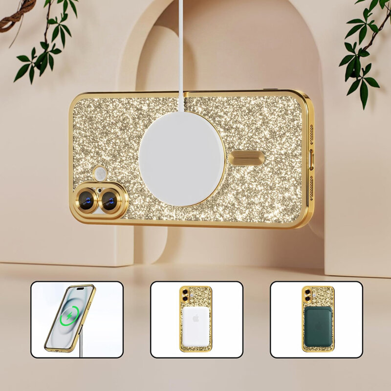 Husa premium Samsung Galaxy A27 5G Techsuit Luxury Glitter MagSafe, verde deschis