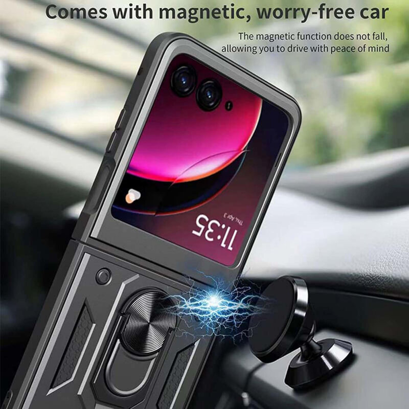 Husa Motorola Razr 70 Plus protectie camera Techsuit CamShield Series, negru