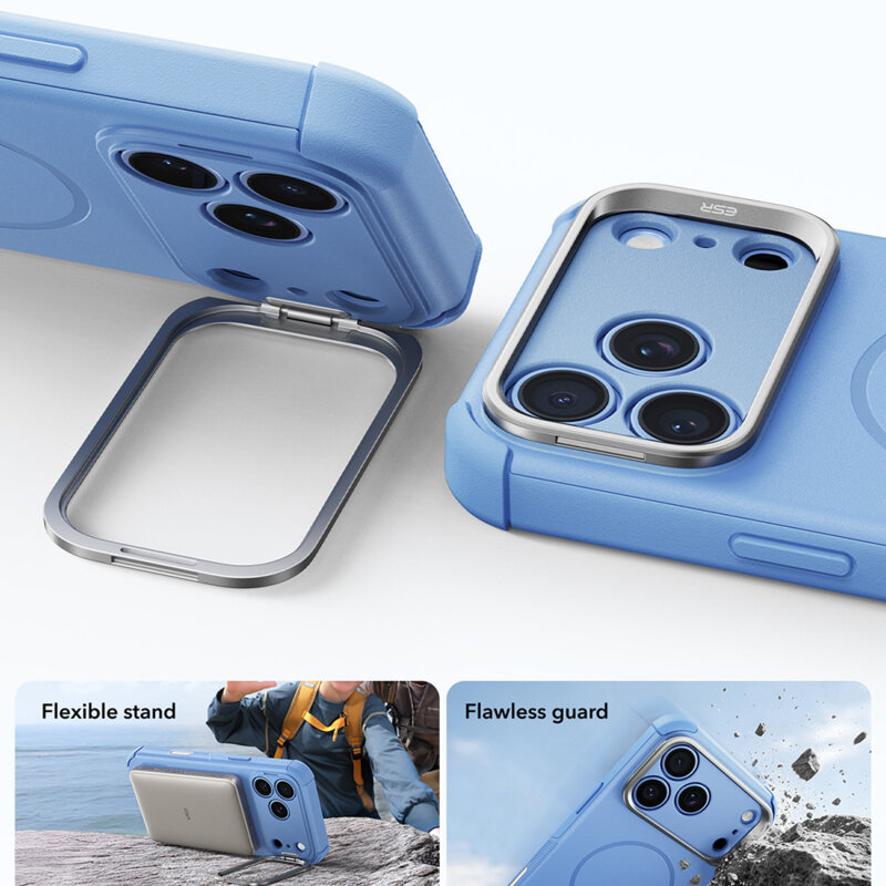 Husa iPhone 18 Pro ESR Cyber Armor Kickstand, bleu