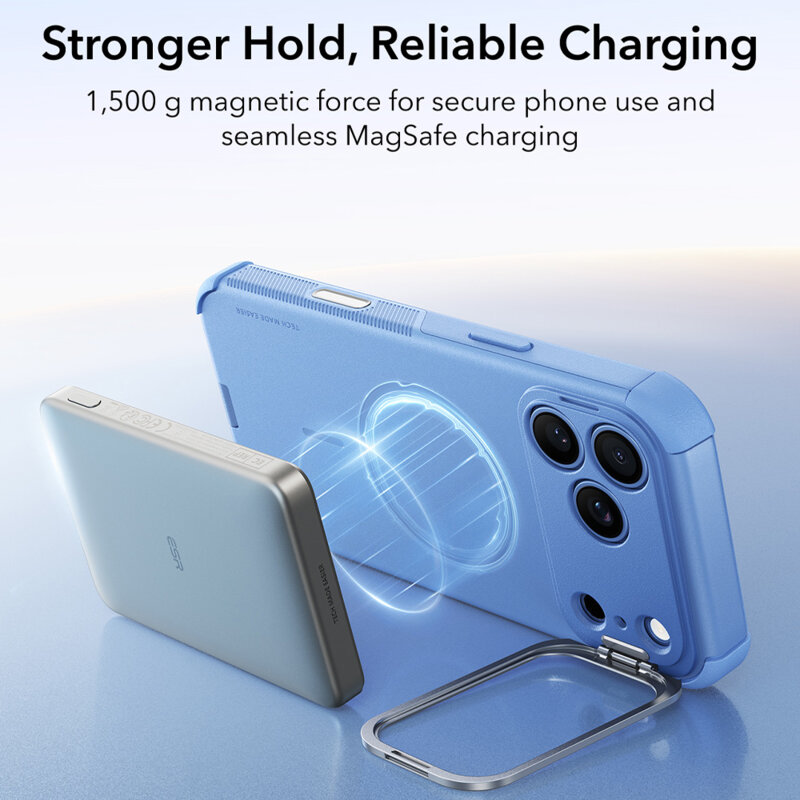 Husa iPhone 17 Pro ESR Cyber Armor Kickstand, bleu