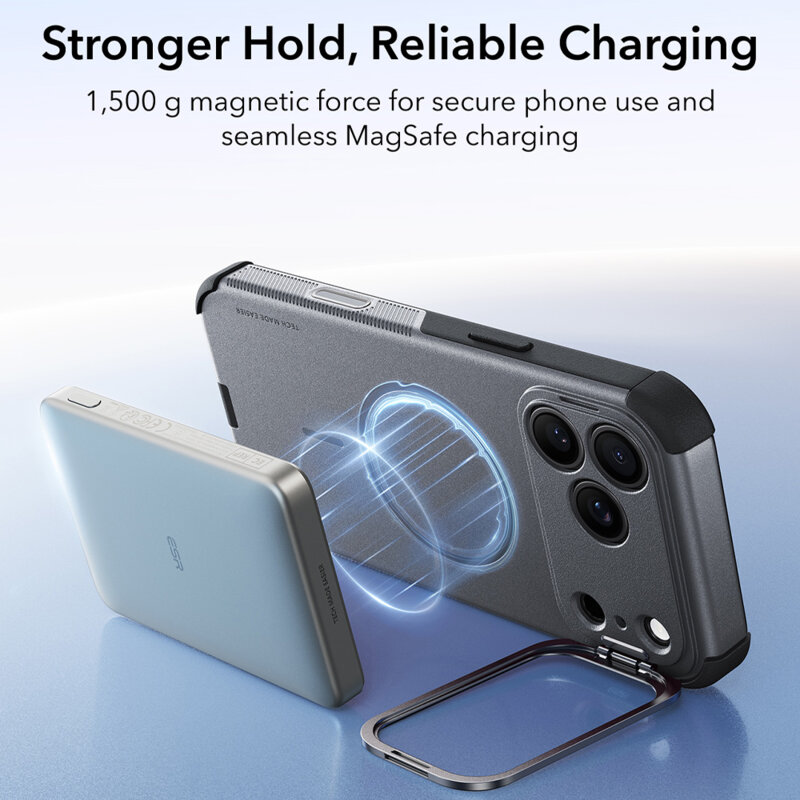 Husa iPhone 18 Pro ESR Cyber Armor Kickstand, gri