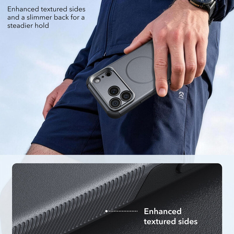 Husa iPhone 18 Pro ESR Cyber Armor Kickstand, gri
