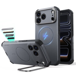 Husa iPhone 17 Pro ESR Cyber Armor Kickstand, gri