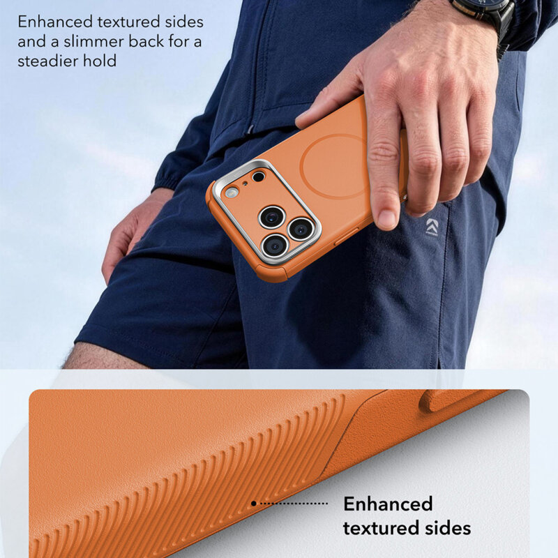 Husa iPhone 17 Pro ESR Cyber Armor Kickstand, portocaliu