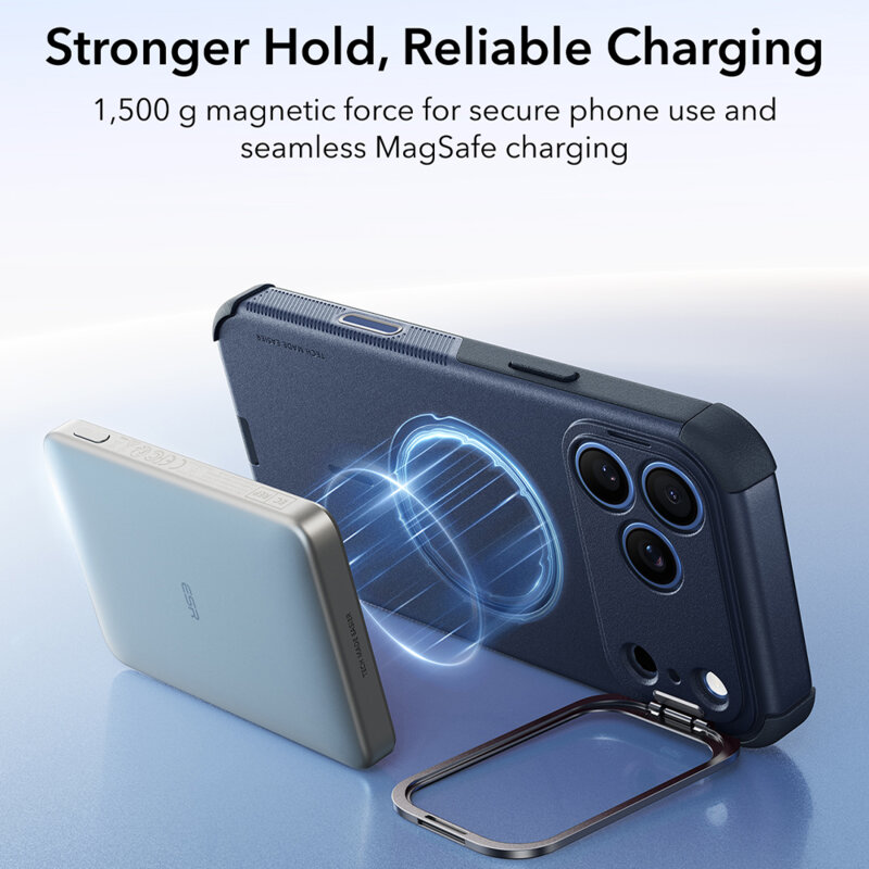 Husa iPhone 18 Pro ESR Cyber Armor Kickstand, albastru