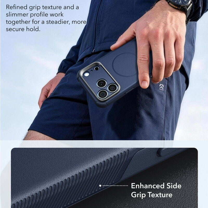 Husa iPhone 18 Pro ESR Cyber Armor Kickstand, albastru