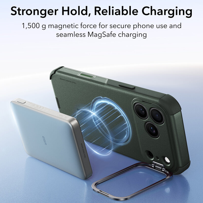 Husa iPhone 18 Pro ESR Cyber Armor Kickstand, verde