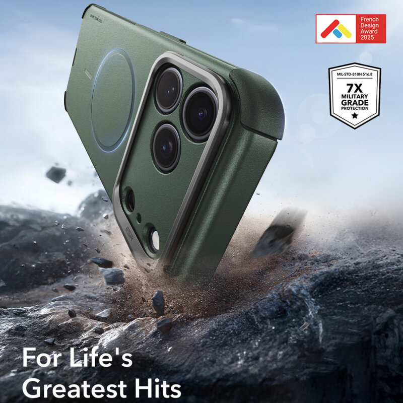 Husa iPhone 18 Pro ESR Cyber Armor Kickstand, verde