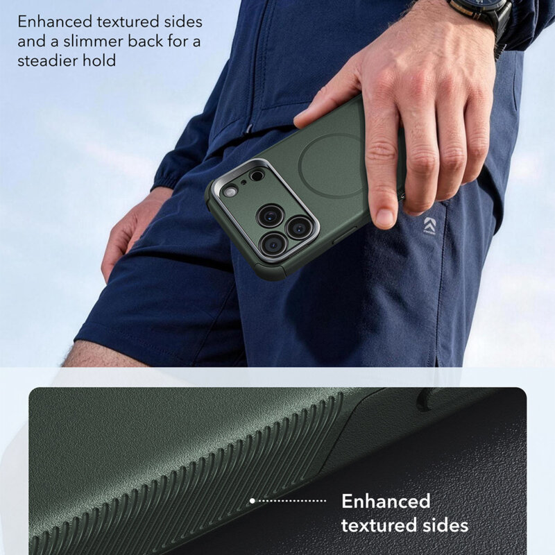 Husa iPhone 18 Pro ESR Cyber Armor Kickstand, verde