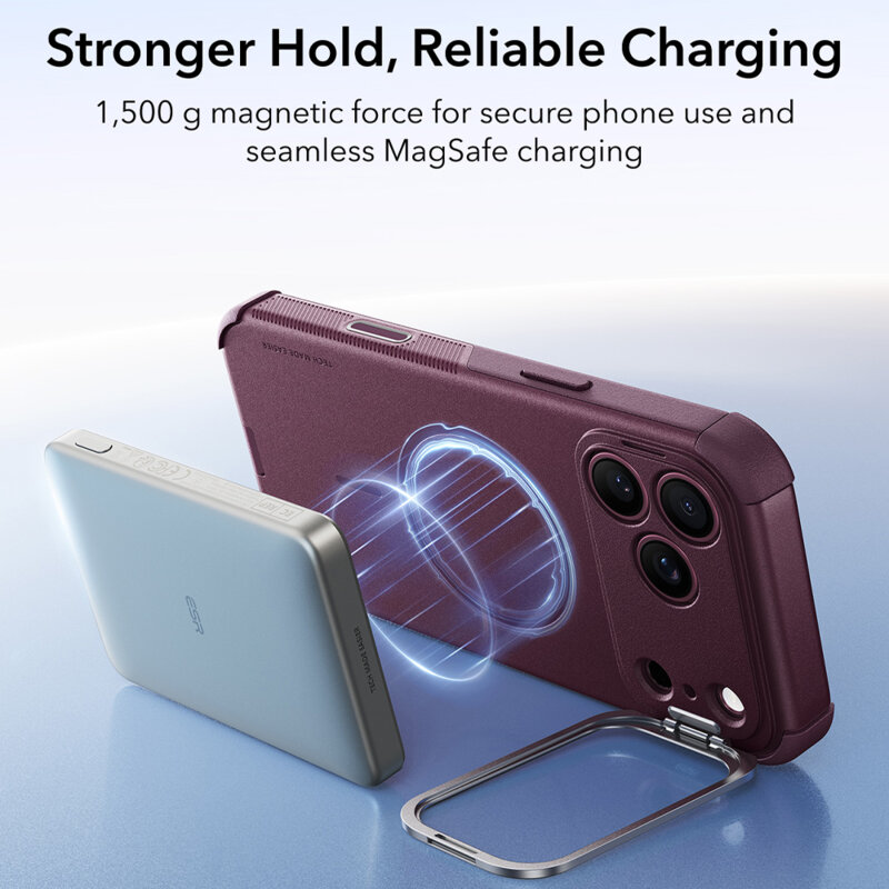 Husa iPhone 18 Pro ESR Cyber Armor Kickstand, bordo