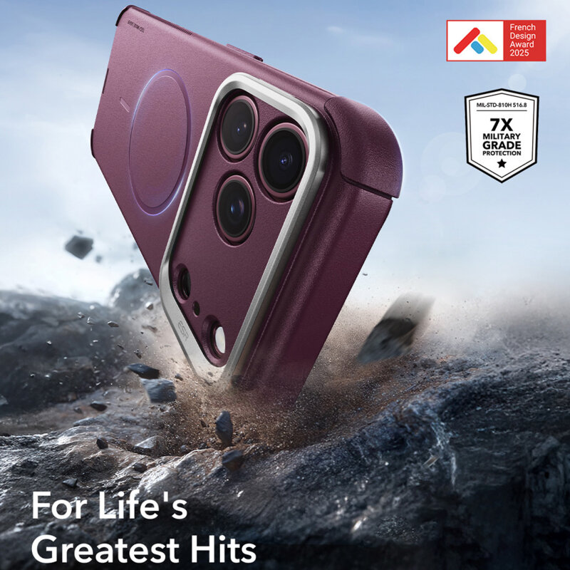 Husa iPhone 18 Pro ESR Cyber Armor Kickstand, bordo