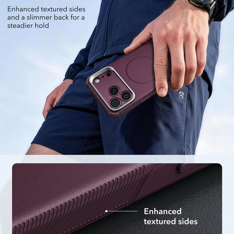 Husa iPhone 18 Pro ESR Cyber Armor Kickstand, bordo