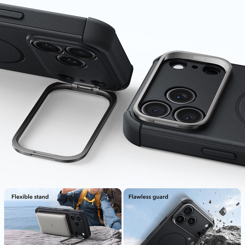 Husa iPhone 18 Pro ESR Cyber Armor Kickstand, negru