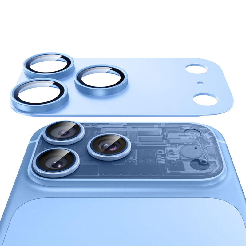 Folie sticla camera iPhone 18 Pro Max ESR Armorite Pro, bleu