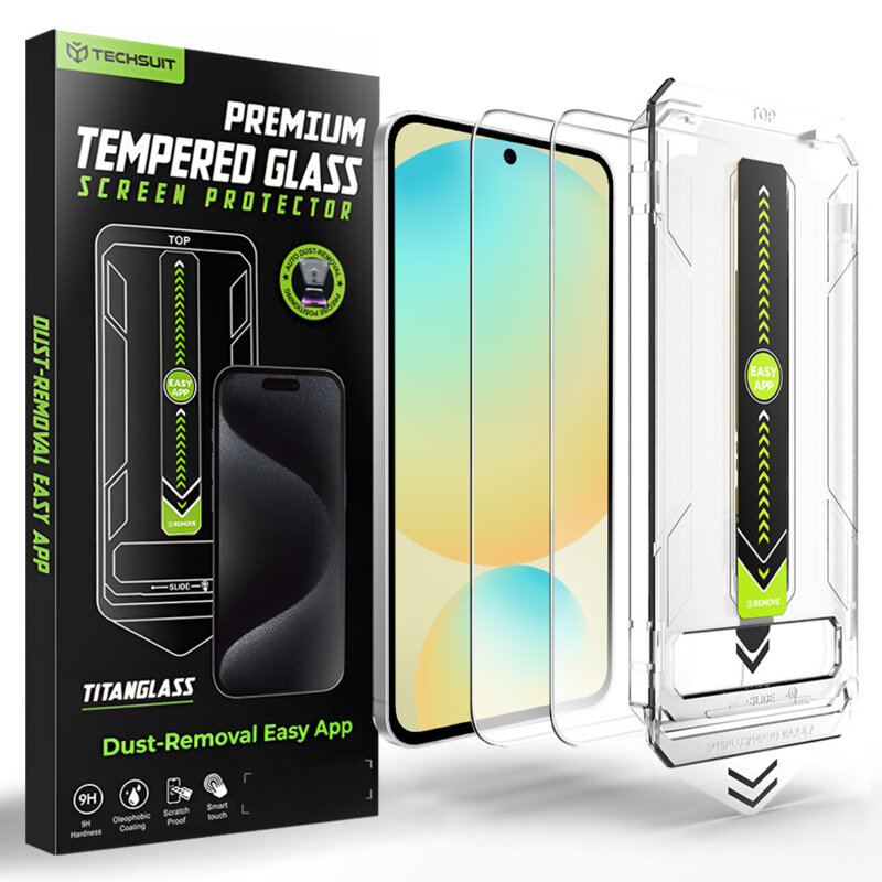 [Pachet 2x] Folie Samsung Galaxy S24 FE, deblocare prin amprenta, Techsuit TitanGlass CrystalHD, transparenta