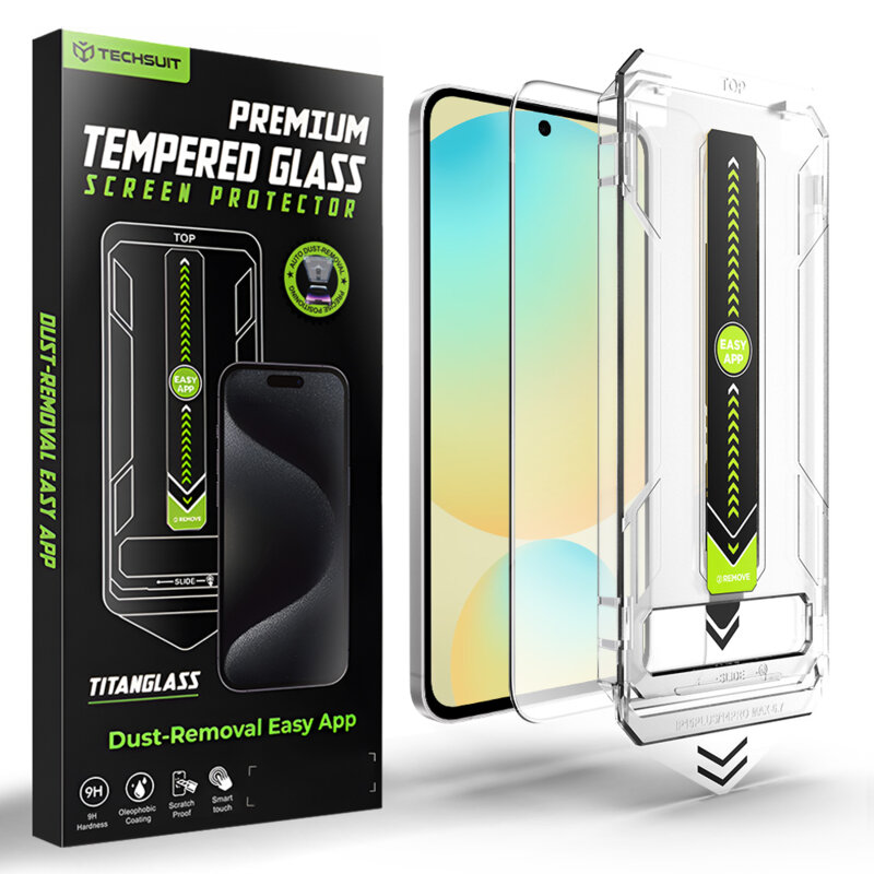 Folie Samsung Galaxy S24 FE, deblocare prin amprenta, Techsuit TitanGlass CrystalHD, transparenta