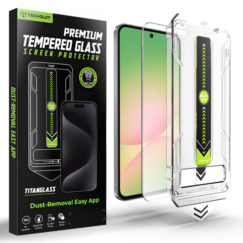 Folie Samsung Galaxy A56 5G, deblocare prin amprenta, Techsuit TitanGlass CrystalHD, transparenta
