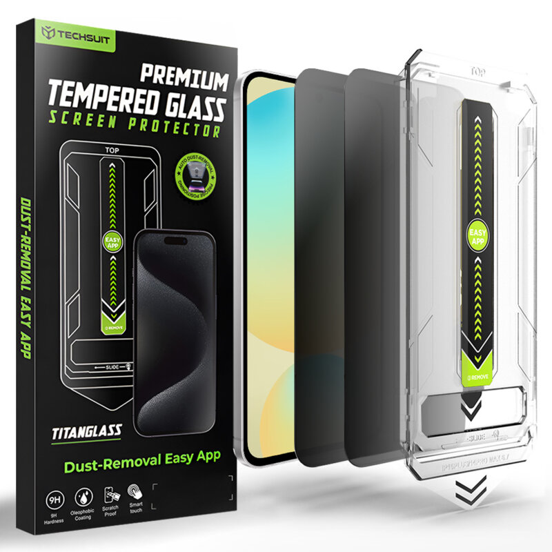 [Pachet 2x] Folie Samsung Galaxy S24 FE, deblocare prin amprenta, Techsuit TitanGlass CrystalHD, privacy