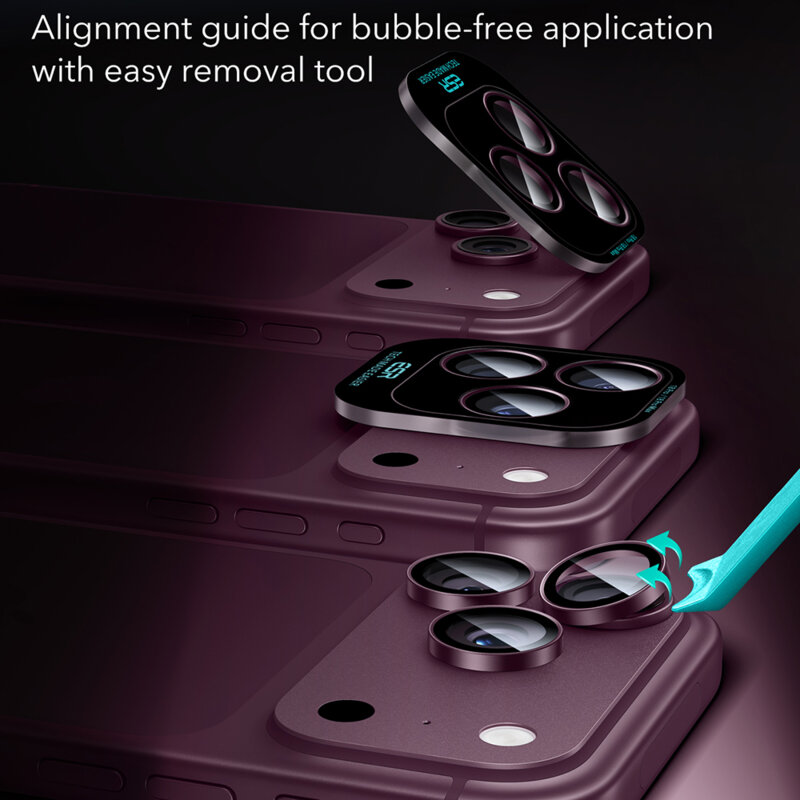 Folie sticla camera iPhone 18 Pro Max ESR Armorite Camera Lens Protectors, bordo