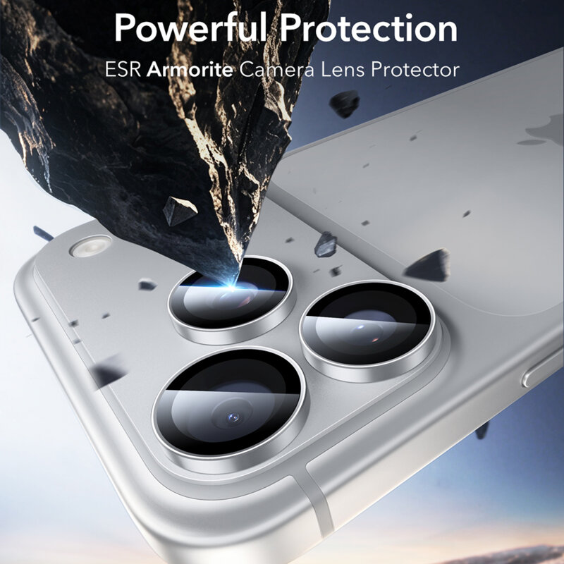 Folie sticla camera iPhone 18 Pro ESR Armorite Camera Lens Protectors, argintiu