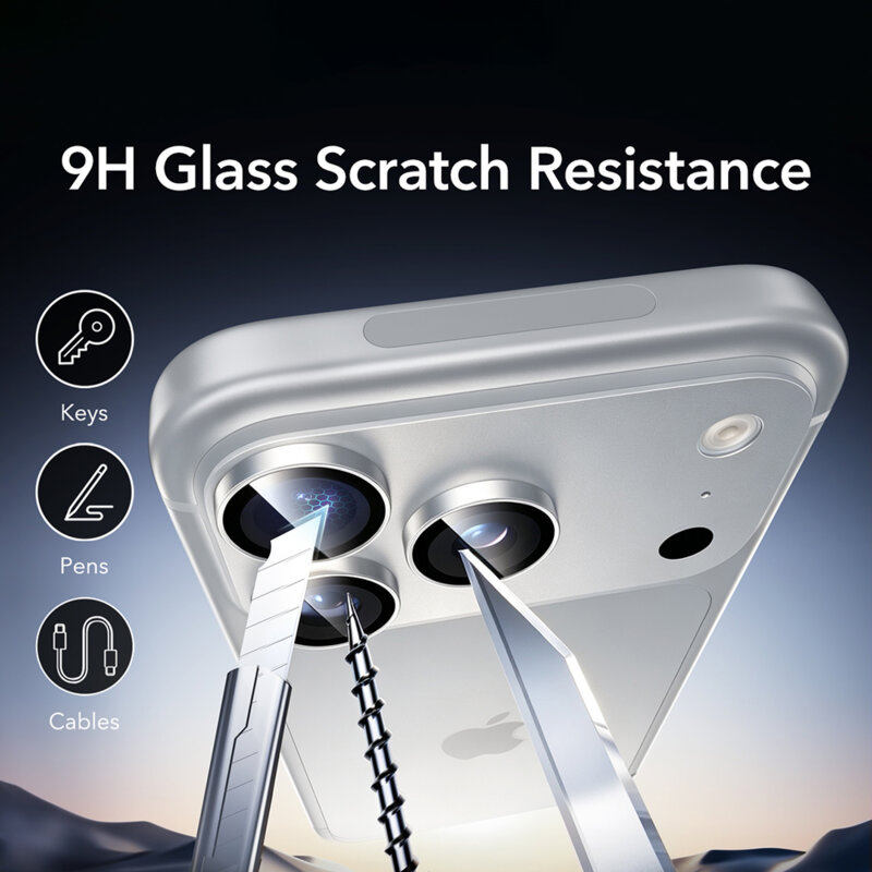 Folie sticla camera iPhone 18 Pro Max ESR Armorite Camera Lens Protectors, argintiu