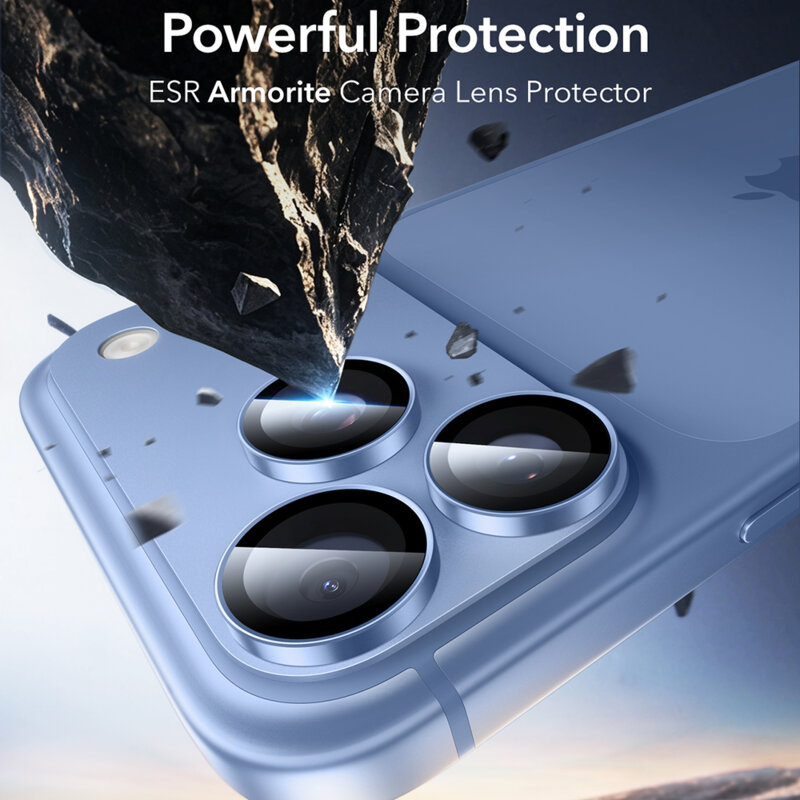 Folie sticla camera iPhone 18 Pro ESR Armorite Camera Lens Protectors, bleu